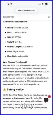 Heckler & Koch MP5 K-PDW CO2 Air Rifle. 177 Caliber