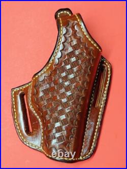 Jackass Leather Basketweave Hip Belt Holster Crossdraw HK Galco OWB Thumb F/S RH