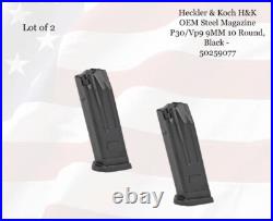 LOT of (2) H&K Heckler & Koch OEM Steel Magazine P30/Vp9 9MM 10 Round 50259077