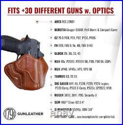 Leather Gun Holster Right-Handed OWB Fit for P320c & Most Compacts