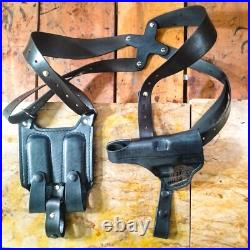 Leather Horizontal OWB Shoulder Holster with Magazine Pouch For Heckler & Koch Leather Horizontal OWB Shoulder Holster with Magazine Pouch For Heckler & Koch