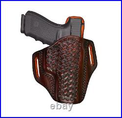 Leather OWB Holster Fits H&K 45, VP9, P30 Fast Draw Basket Weave