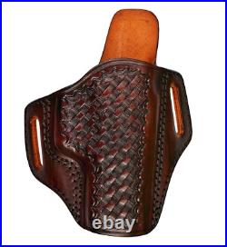 Leather OWB Holster Fits H&K 45, VP9, P30 Fast Draw Basket Weave
