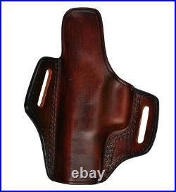 Leather OWB Holster Fits H&K 45, VP9, P30 Fast Draw Basket Weave