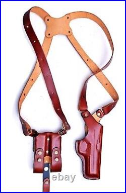 Leather Shoulder Holster Fits H&K 45, VP9, P30 Double Magazine