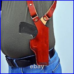 Leather Shoulder Holster Fits H&K 45, VP9, P30 Double Magazine