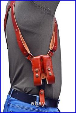 Leather Shoulder Holster Fits H&K 45, VP9, P30 Double Magazine