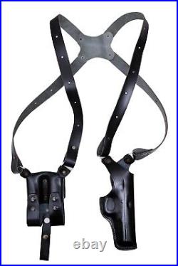 Leather Shoulder Holster Fits H&K 45, VP9, P30 Double Magazine