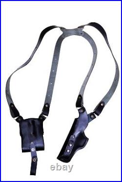 Leather Shoulder Holster Fits H&K 45, VP9, P30 Double Magazine