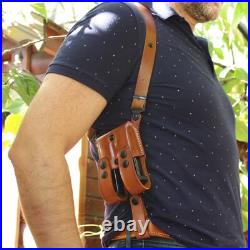 Leather Vertical Shoulder Holster Custom Fit H&K P30 9/40S&W 3.85 Barrel #1027#