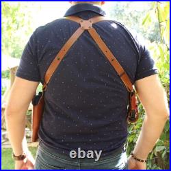 Leather Vertical Shoulder Holster Custom Fit H&K P30 9/40S&W 3.85 Barrel #1027#