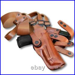 Leather Vertical Shoulder Holster Custom Fit H&K P30 9/40S&W 3.85 Barrel #1027#