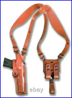 Leather Vertical Shoulder Holster Double Magazine Carrier fits, H&K P30L #4027#