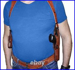 Leather Vertical Shoulder Holster Double Magazine Carrier fits, H&K P30L #4027#