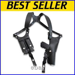 Lightweight Leather Shoulder Holster with Dual Magazine Pouch for Safe Carry