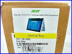 NEW Acer Chromebook Spin 311 2 IN 1 32GB, 4GB RAM (CP311-3H-K3WL) PURE SILVER