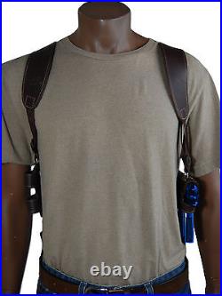 NEW Barsony Brown Leather Shoulder Holster Dbl Mag Pouch Glock HK FN Full Size