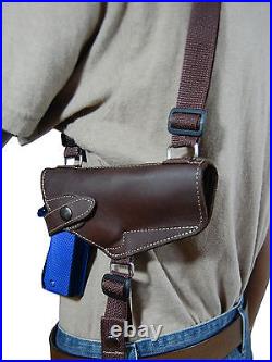 NEW Barsony Brown Leather Shoulder Holster Dbl Mag Pouch Glock HK FN Full Size