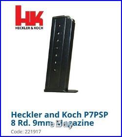 NEW IN WRAPPER Heckler HK P7 PSP 9MM 8 RD Magazine P7PSP 221917 NOT P7M8 P7M10
