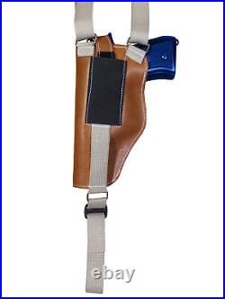 NEW Tan Leather Vertical Shoulder Holster Dbl Mag Pouch Glock HK FN Full Size