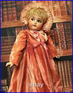 Pink silk velvet 24 Doll Coat Bonnet Antique French DEP German Kestner S&H KR