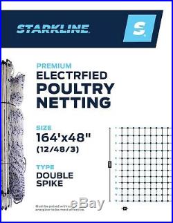 Poultry Netting 48H 164'L Double Spike 12/48/3 Electric Portable Fencing