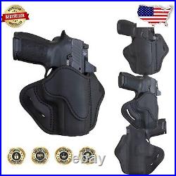 Premium Leather OWB Holster for Right Handed Compact Guns Quick Draw Design