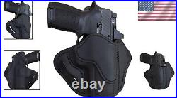 Premium Leather OWB Holster for Right Handed Compact Guns Quick Draw Design