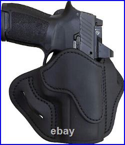 Premium Leather OWB Holster for Right Handed Compact Guns Quick Draw Design