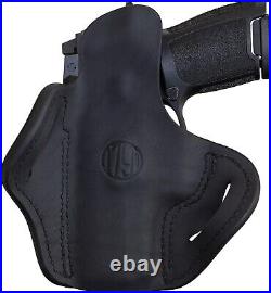 Premium Leather OWB Holster for Right Handed Compact Guns Quick Draw Design