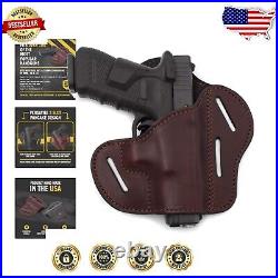 Premium Leather OWB Holster with Lifetime Warranty Fits Popular Guns, Brown