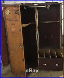 RARE Singer/Actress Pearl Bailey Antique H&K Wardrobe Steam Trunk Hanging Rods