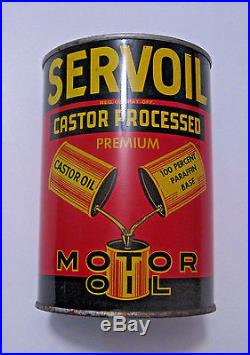 RARE VINTAGE SERVOIL MOTOR OIL ADVERTISING OIL CAN ST PAUL H. K. STAHL Co