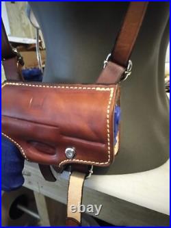 Shoulder holster for HK45 compact with 2 pouch magazines brown leather