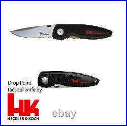 Taktisches Messer Heckler und Koch Drop Point Linerlock Clip Klinge aus X-15T. N