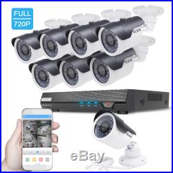 Tecbox Home Security Camera System HDMI AHD DVR 8 CH 720P 1.3MP Indoor/Outdoor