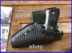 Tex Shoemaker Black Basketweave Leather Swivel Holster For Beretta 92F Retention