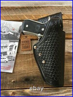 Tex Shoemaker Black Basketweave Leather Swivel Holster For Beretta 92F Retention