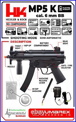 Umarex Heckler & Koch HK Airsoft Rifle MP5K with Battery and Charger and BBs