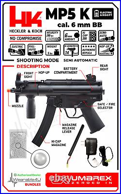 Umarex Heckler & Koch HK MP5K BB AEG Airsoft Rifle with Wearable4U Bundle