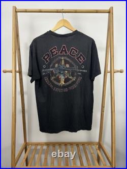 VTG Peace Through Superior Firepower Gun AR-15 MP5 Faded Thrashed Worn T-Shirt L