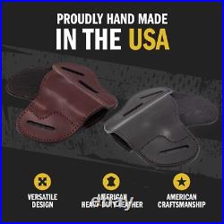 Versatile 3-Slot OWB Gun Belt Holster Fits Multiple Firearms Brown Leather