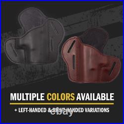 Versatile 3-Slot OWB Gun Belt Holster Fits Multiple Firearms Brown Leather