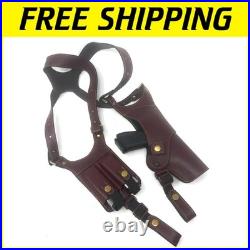 Versatile Leather Shoulder Holster with Dual Magazine Pouch for Left Hand Draw Versatile Leather Shoulder Holster with Dual Magazine Pouch for Left Hand Draw