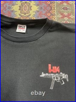Vintage 90s HK Heckler & Koch T-Shirt Mens 2XL Black MP5 Gun No Compromise