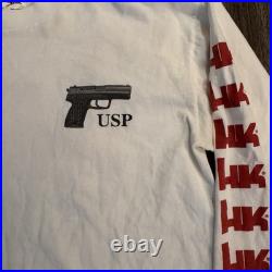 Vintage HK Long Sleeve Shirt White Heckler Koch Ups Gun Shirt Size Large USA