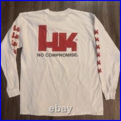 Vintage HK Long Sleeve Shirt White Heckler Koch Ups Gun Shirt Size Large USA