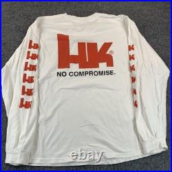 Vintage Heckler Koch USP Shirt Mens XL White HK No Compromise Long Sleeve 90s