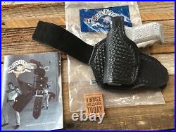 Vintage Tex Shoemaker Basketweave Black Leather Holster For HK P7 PSP Ankle