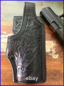 Vintage Tex Shoemaker Black Floral Carved Leather Holster For HK USP USP C 9 40